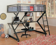 Parkview Black Full Workstation Loft Bed - furniture place usa