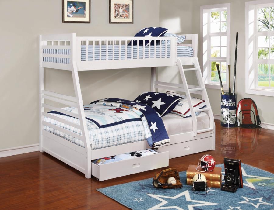 Ashton White Twin / Full Bunk Bed - furniture place usa