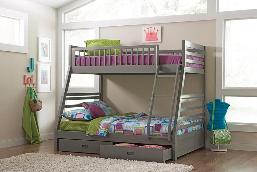 Ashton Grey Twin / Full Bunk Bed - furniture place usa