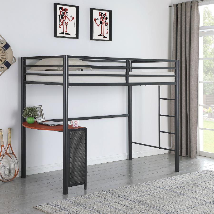 Fisher Grey Twin Workstation Loft Bed - furniture place usa