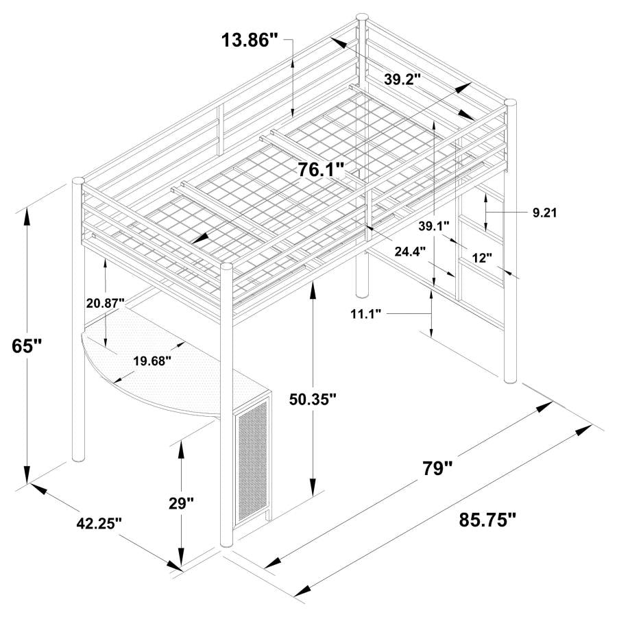 Fisher Grey Twin Workstation Loft Bed - furniture place usa