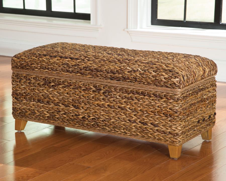 Laughton Brown Storage Bench - furniture place usa
