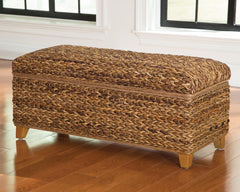Laughton Brown Storage Bench - furniture place usa