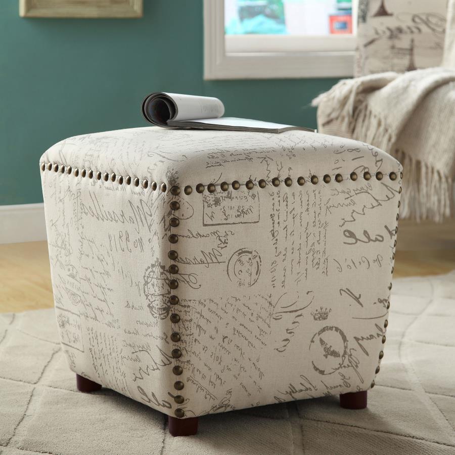 Lucy Beige Ottoman - furniture place usa