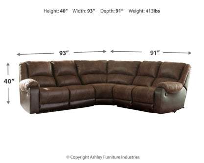 Nantahala 5-Piece Reclining Sectional - furniture place usa