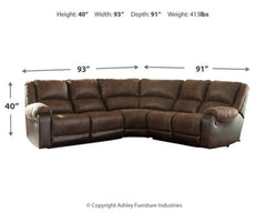 Nantahala 5-Piece Reclining Sectional - furniture place usa