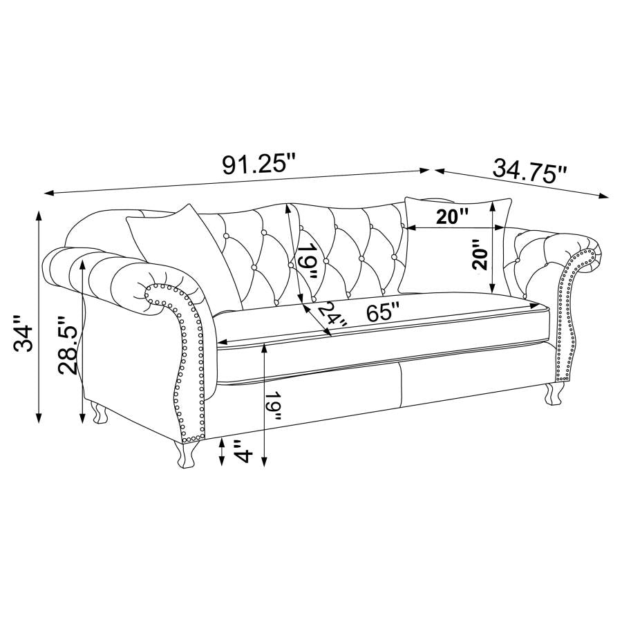 Frostine Silver 3 Pc Sofa Set - furniture place usa