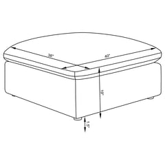 Hobson Ivory Ottoman - furniture place usa