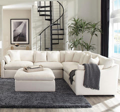 Hobson Ivory Ottoman - furniture place usa