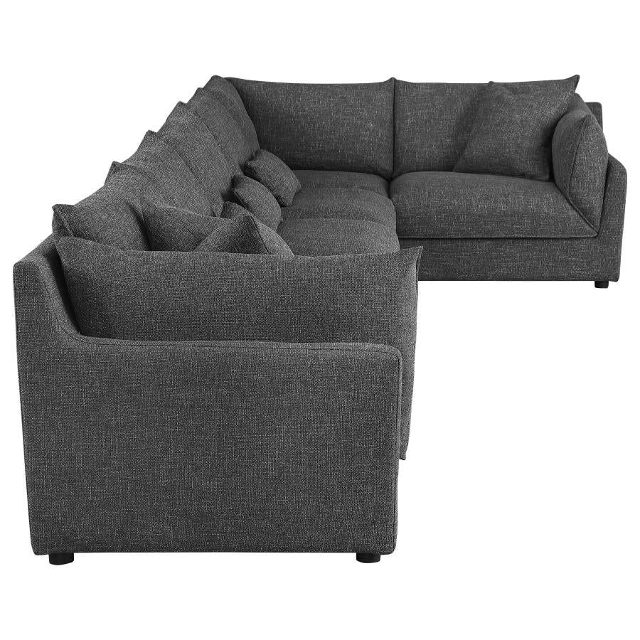 Sasha Black 6 Pc Sectional - furniture place usa