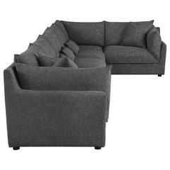 Sasha Black 6 Pc Sectional - furniture place usa