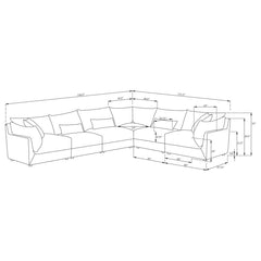 Sasha Black 6 Pc Sectional - furniture place usa