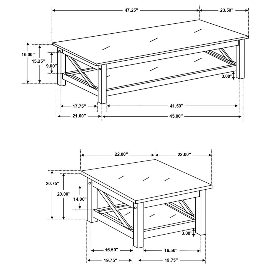 Rachelle Brown 3 Pc Coffee Table Set - furniture place usa