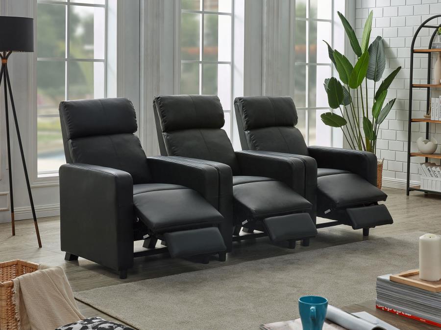 Toohey Black 3 Pc Theater Seating (3r) - furniture place usa