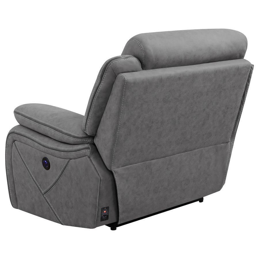Higgins Grey Raf Power Recliner - furniture place usa