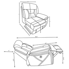 Higgins Grey Raf Power Recliner - furniture place usa