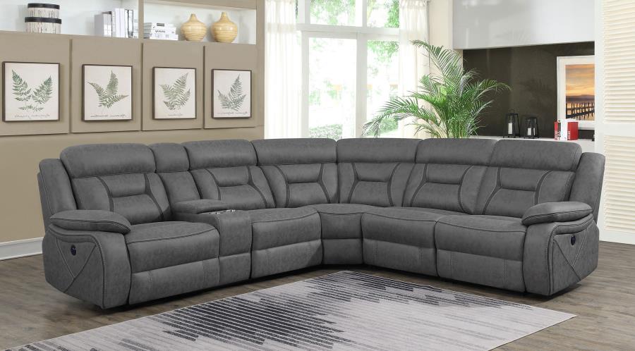 Higgins Grey 4 Pc Power Sectional - furniture place usa