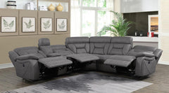 Higgins Grey 4 Pc Power Sectional - furniture place usa