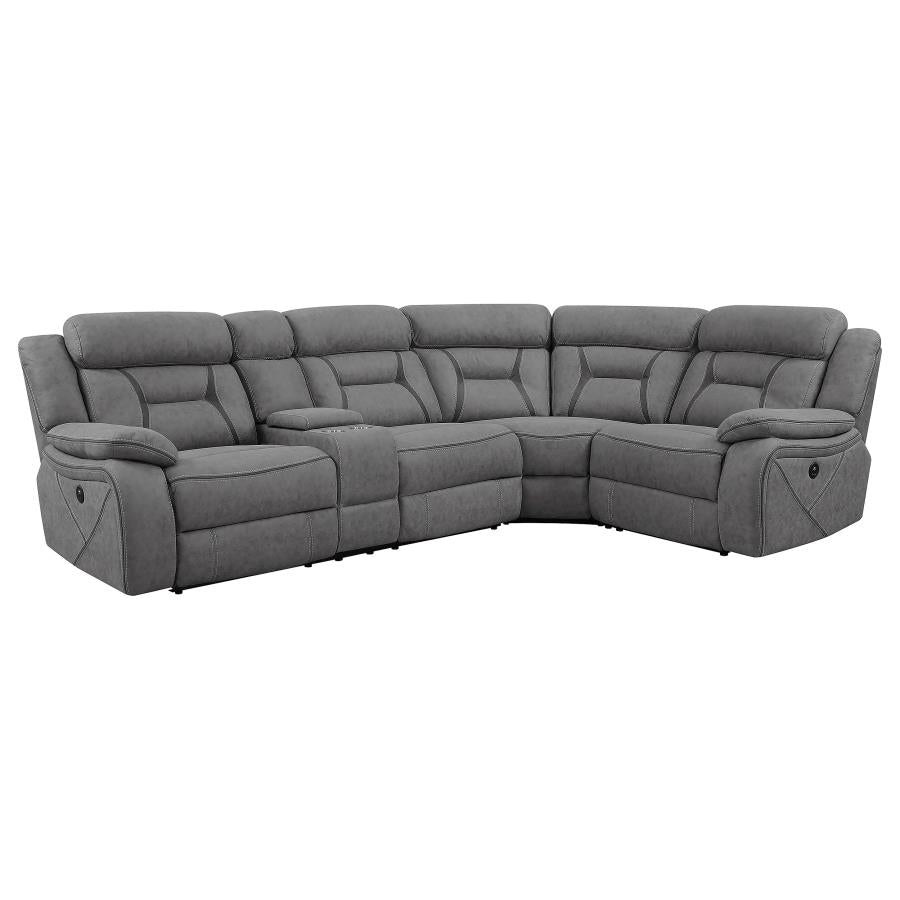 Higgins Grey 4 Pc Power Sectional - furniture place usa