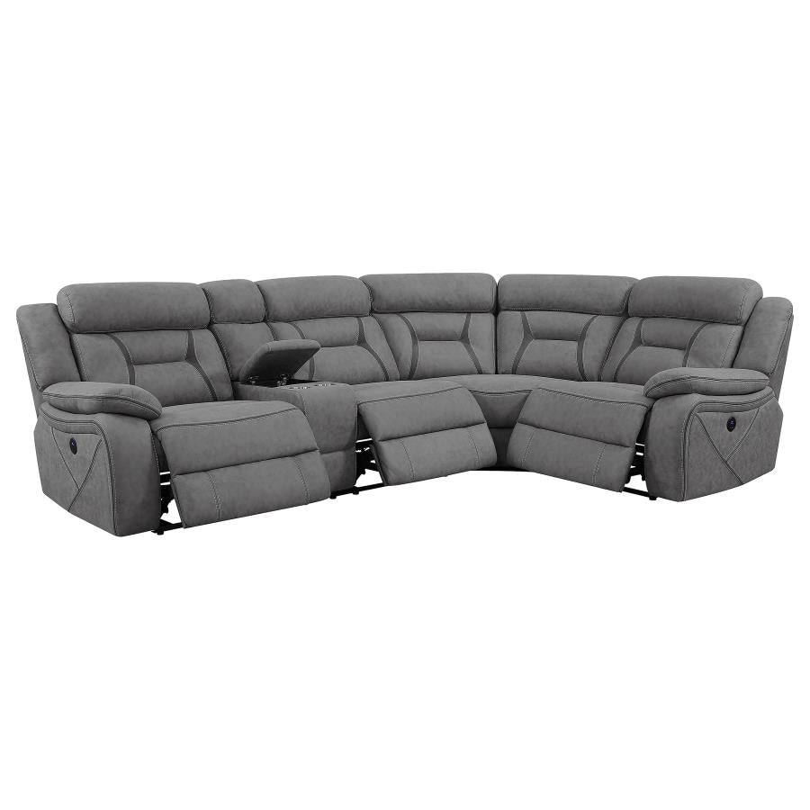 Higgins Grey 4 Pc Power Sectional - furniture place usa