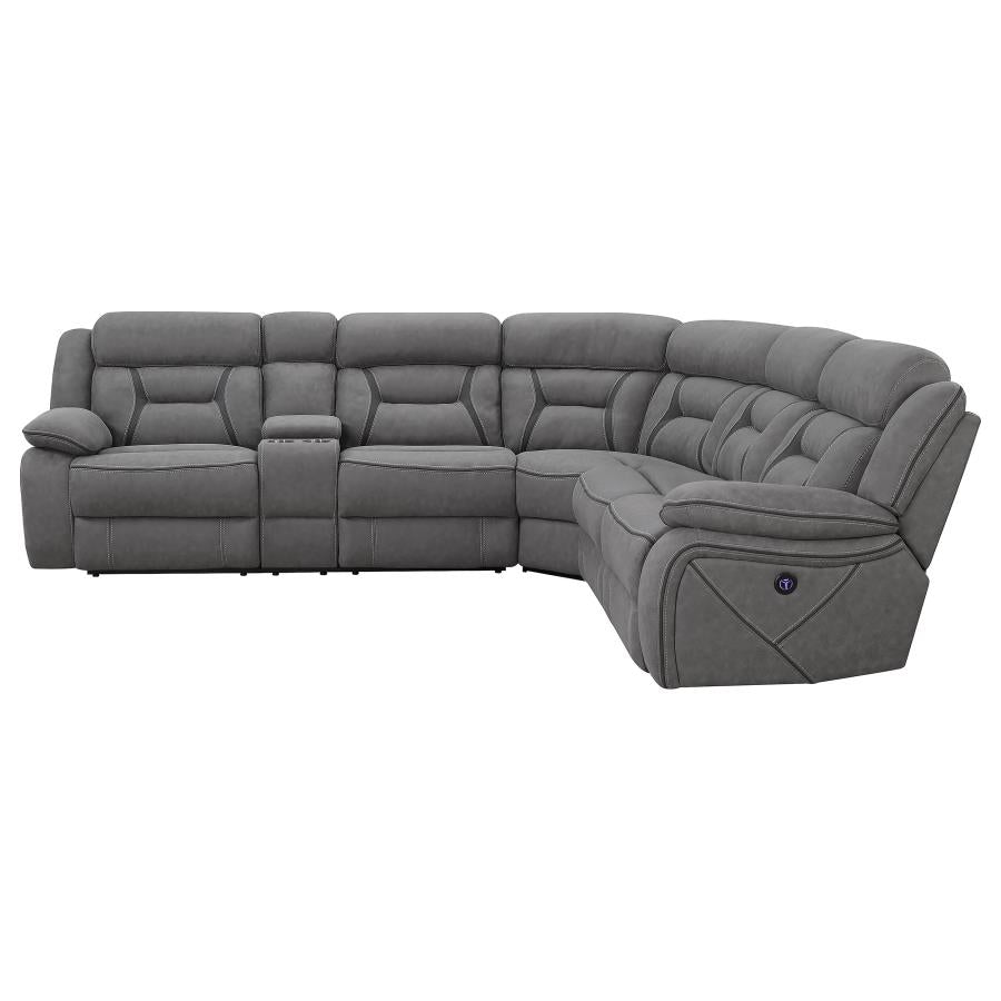 Higgins Grey 4 Pc Power Sectional - furniture place usa