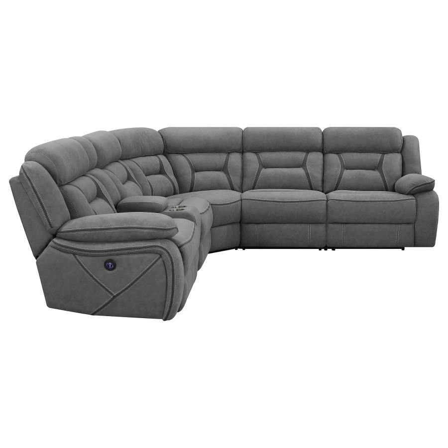 Higgins Grey 4 Pc Power Sectional - furniture place usa