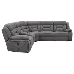 Higgins Grey 4 Pc Power Sectional - furniture place usa