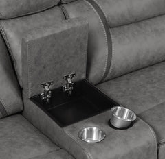 Higgins Grey 4 Pc Power Sectional - furniture place usa