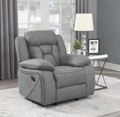 Higgins Grey Glider Recliner - furniture place usa