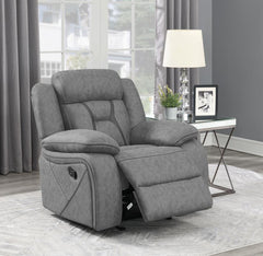 Higgins Grey Glider Recliner - furniture place usa