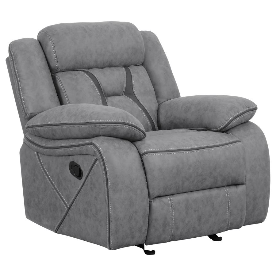 Higgins Grey Glider Recliner - furniture place usa