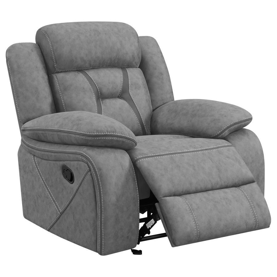 Higgins Grey Glider Recliner - furniture place usa