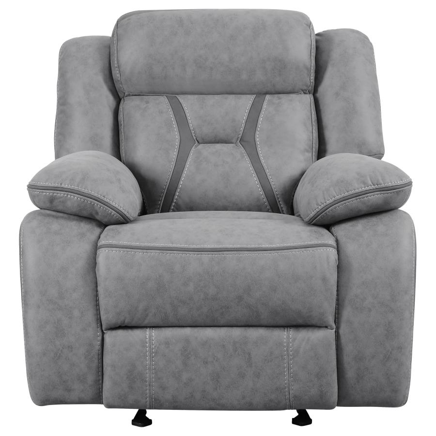 Higgins Grey Glider Recliner - furniture place usa