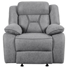 Higgins Grey Glider Recliner - furniture place usa