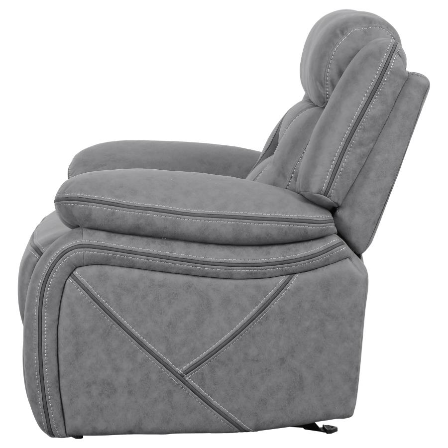Higgins Grey Glider Recliner - furniture place usa