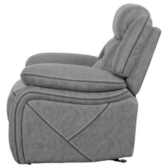 Higgins Grey Glider Recliner - furniture place usa