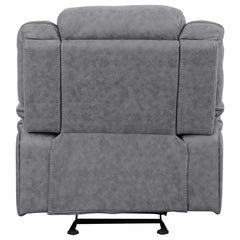 Higgins Grey Glider Recliner - furniture place usa