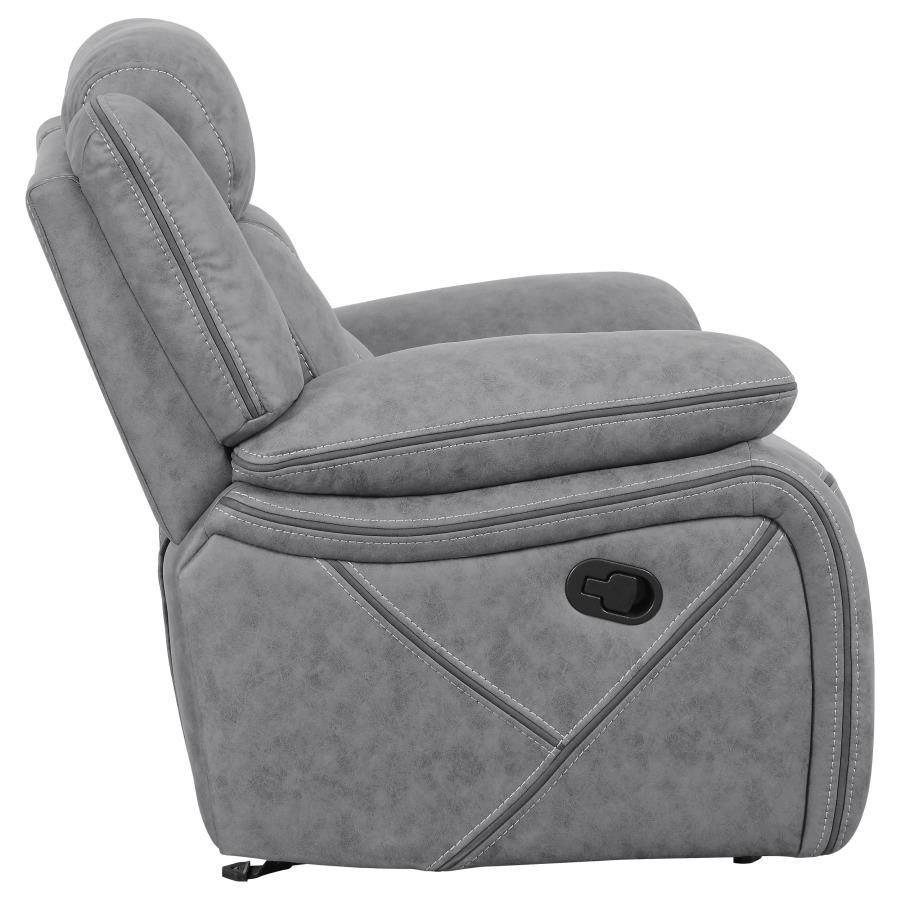 Higgins Grey Glider Recliner - furniture place usa