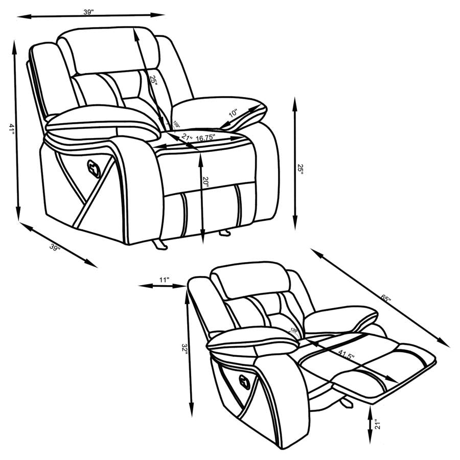 Higgins Grey Glider Recliner - furniture place usa