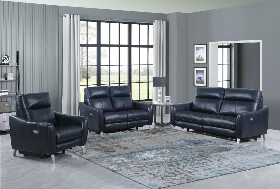 Derek Blue Power Recliner - furniture place usa