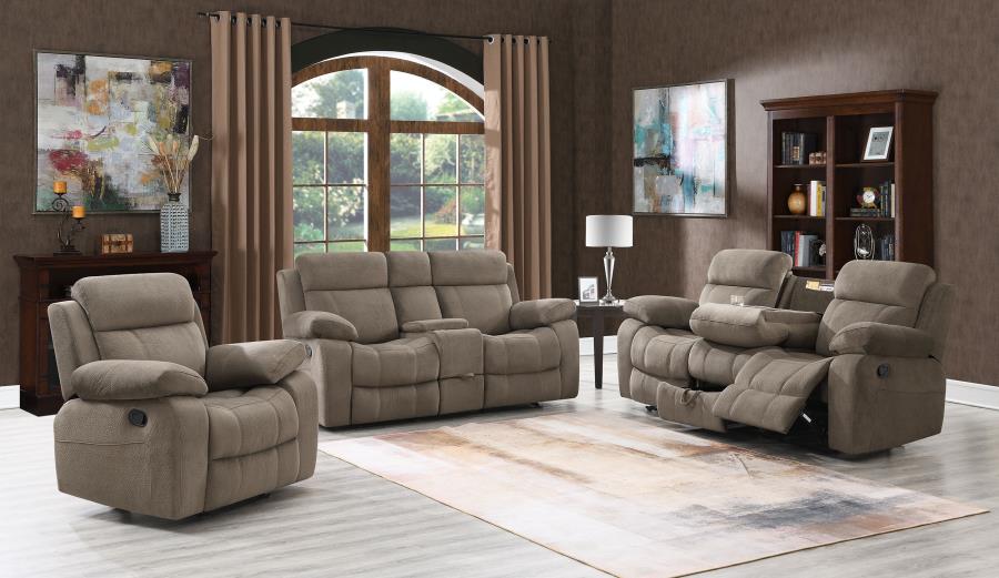 Myleene Brown Glider Loveseat - furniture place usa