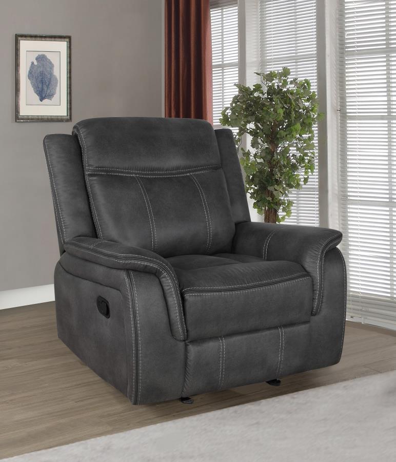 Lawrence Black Glider Recliner - furniture place usa