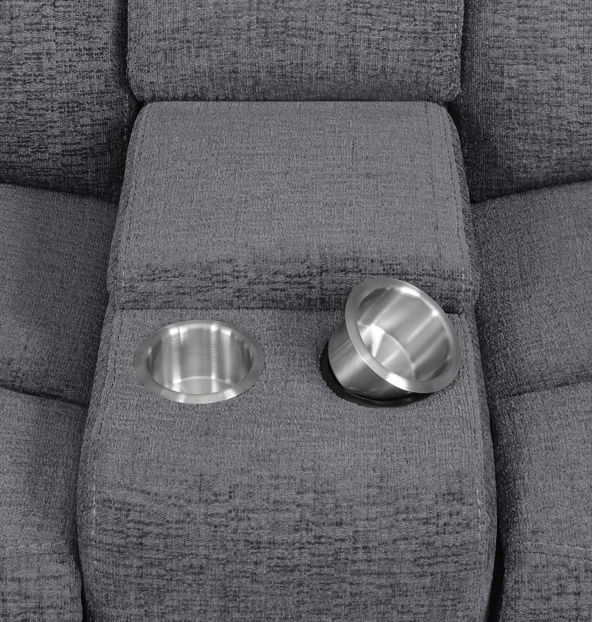 Bahrain Grey 6 Pc Power Sectional - furniture place usa