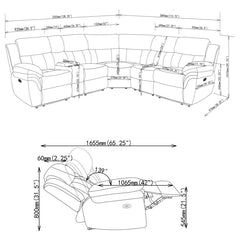 Bahrain Grey 6 Pc Power Sectional - furniture place usa