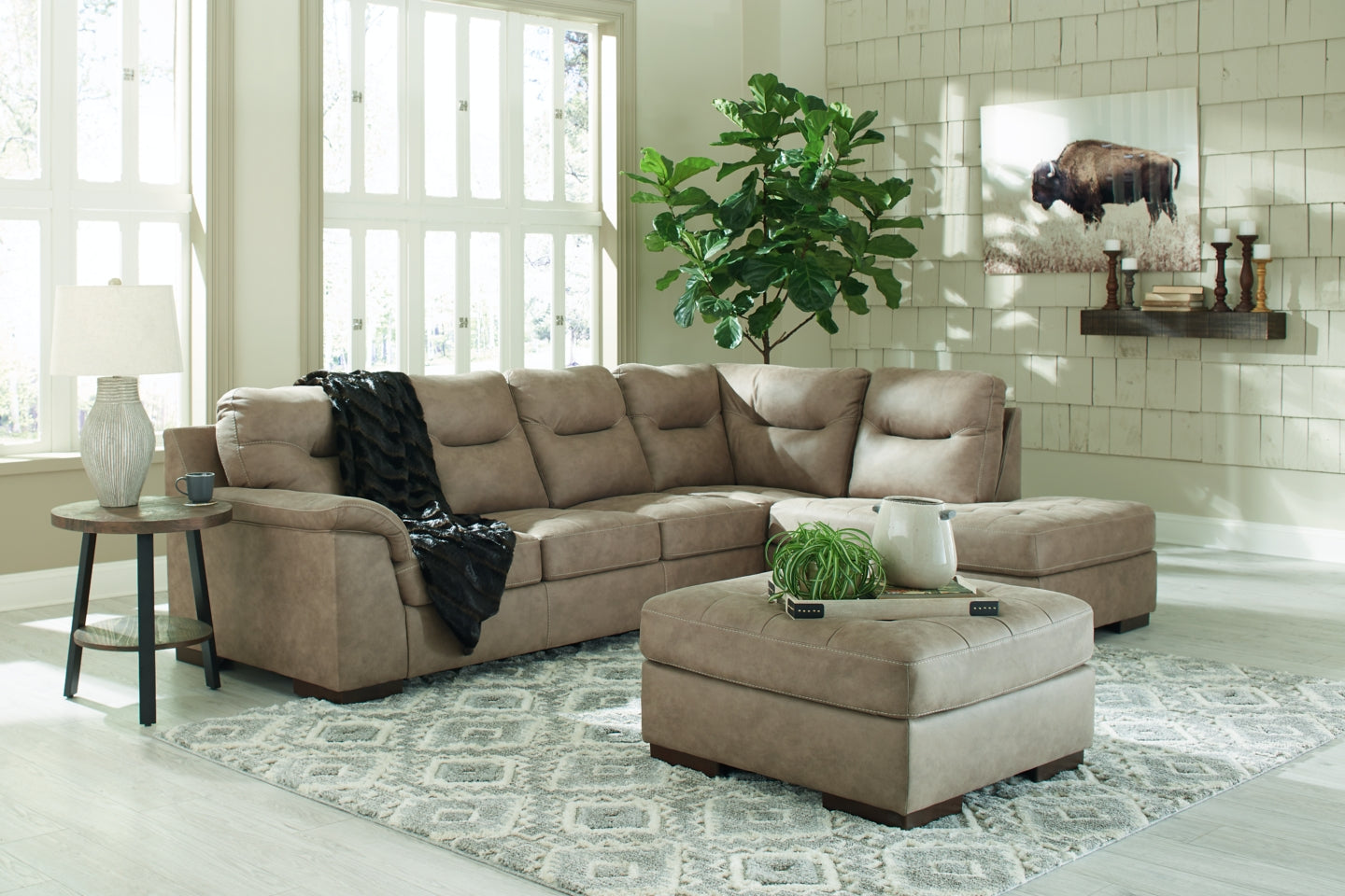 Maderla 2-Piece Sectional with Ottoman - PKG011003 - furniture place usa