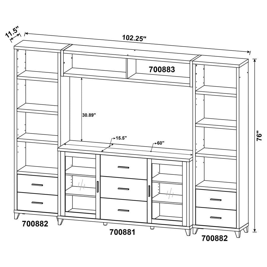 Lewes Brown 4 Pc Entertainment Center - furniture place usa