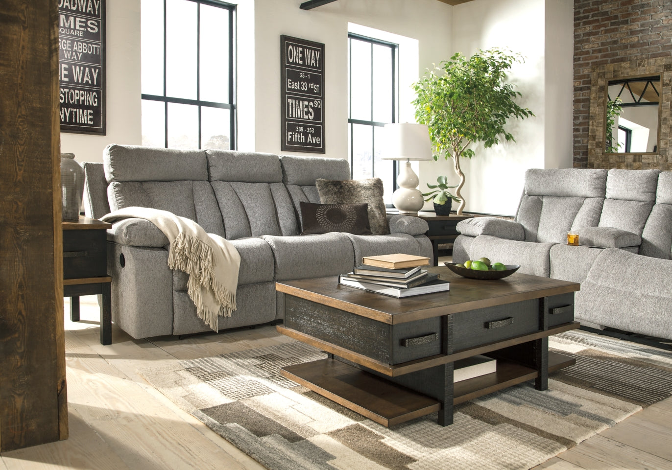 Mitchiner Reclining Loveseat with Console - furniture place usa