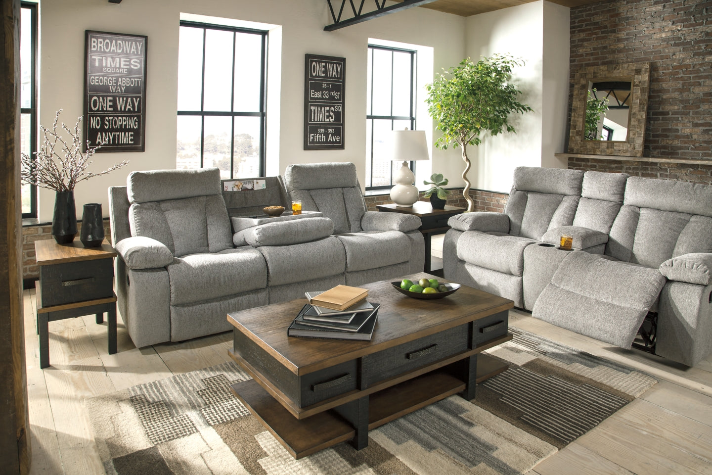 Mitchiner Reclining Loveseat with Console - furniture place usa