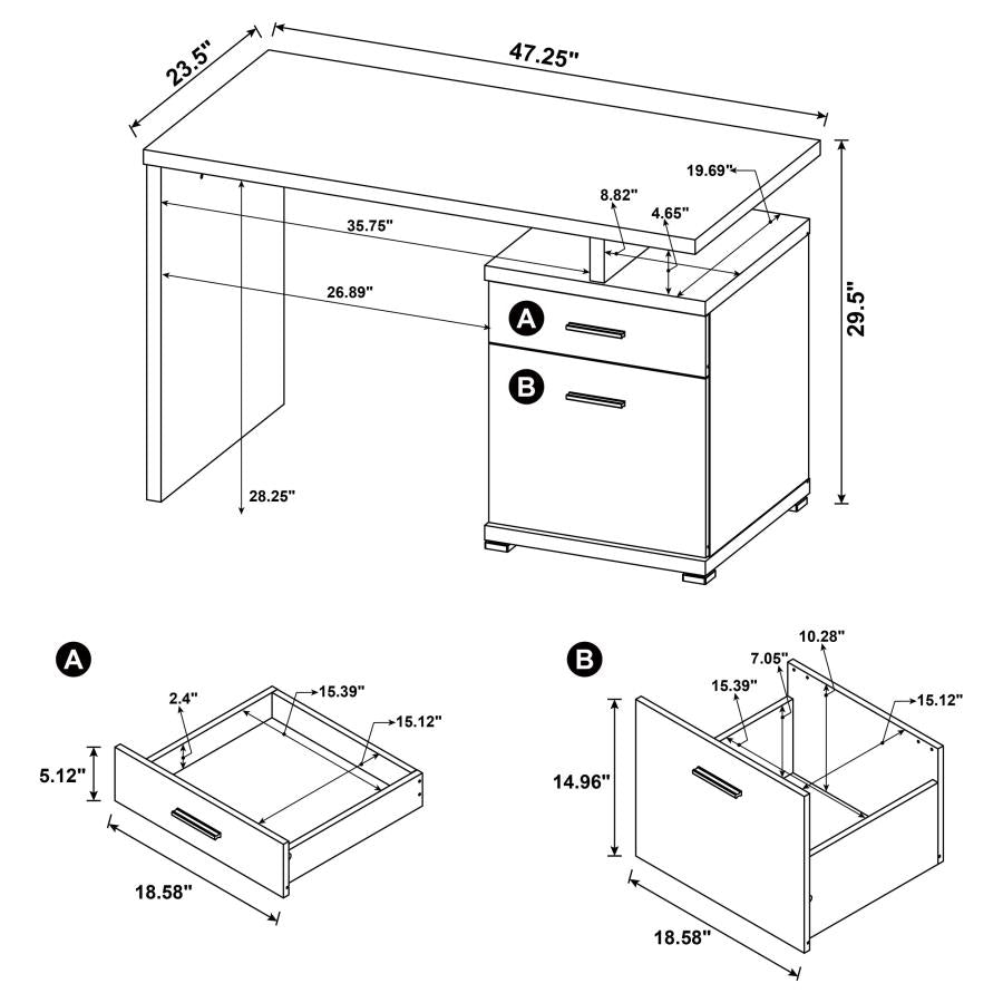 Irving White Computer Desk - furniture place usa