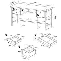 Kemper Brown Writing Desk - furniture place usa